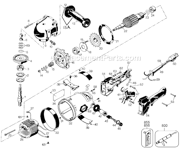 Page A Diagram and Parts List for 4076 Type 1 Black and Decker Sander Polisher